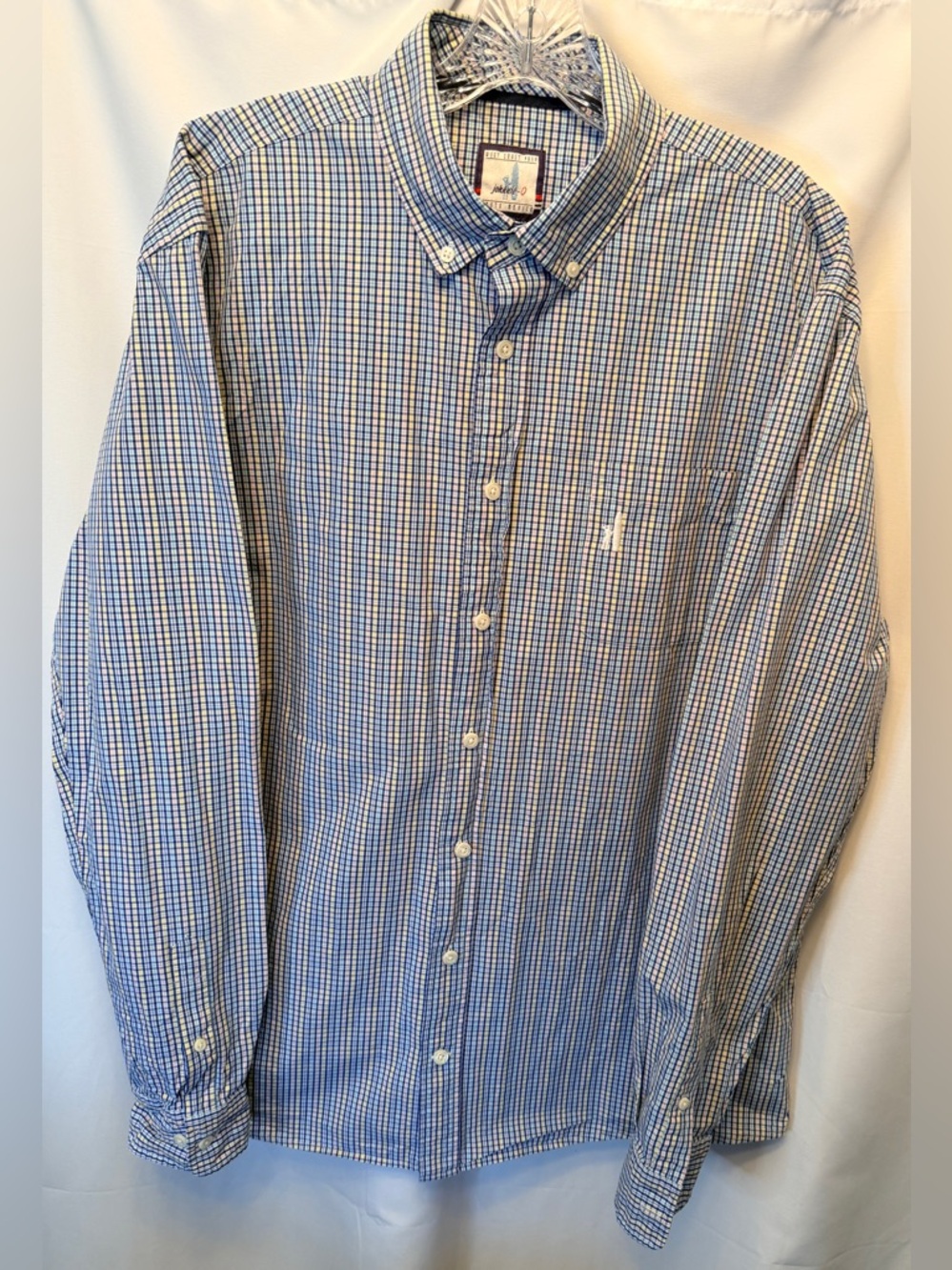 Johnnie-O Men’s XL‎ West Coast Prep Button Down Shirt Nautical Blue Plaid Cotton